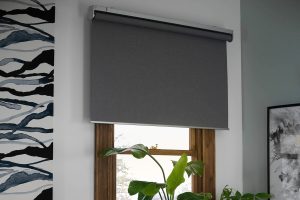 Smart blinds installed in a modern home