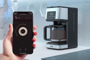 Smart coffee maker on a kitchen counter